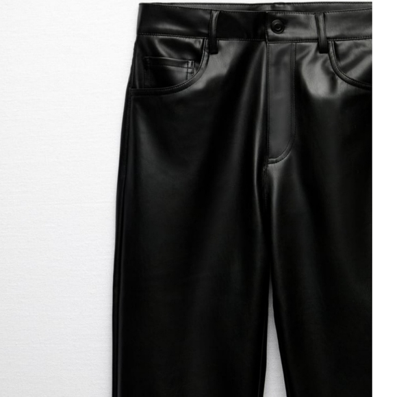 Zara Straight Leg Leather Pants - Picture 3 of 11